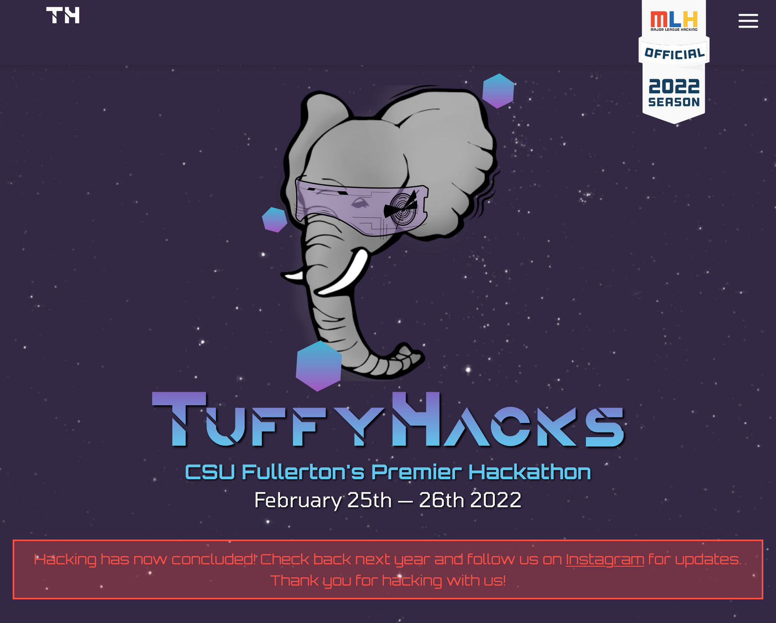 TuffyHacks 2022 website